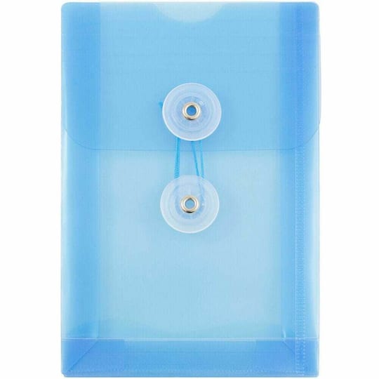 JAM Paper 4.25" x 6.25" Open End Plastic Envelopes with Button and String Closure